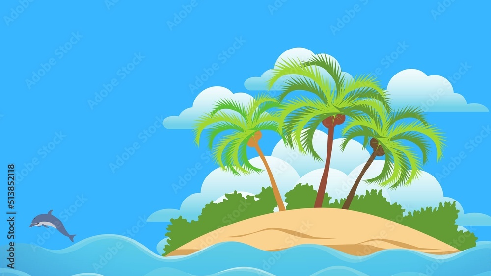 tropical island with palm trees