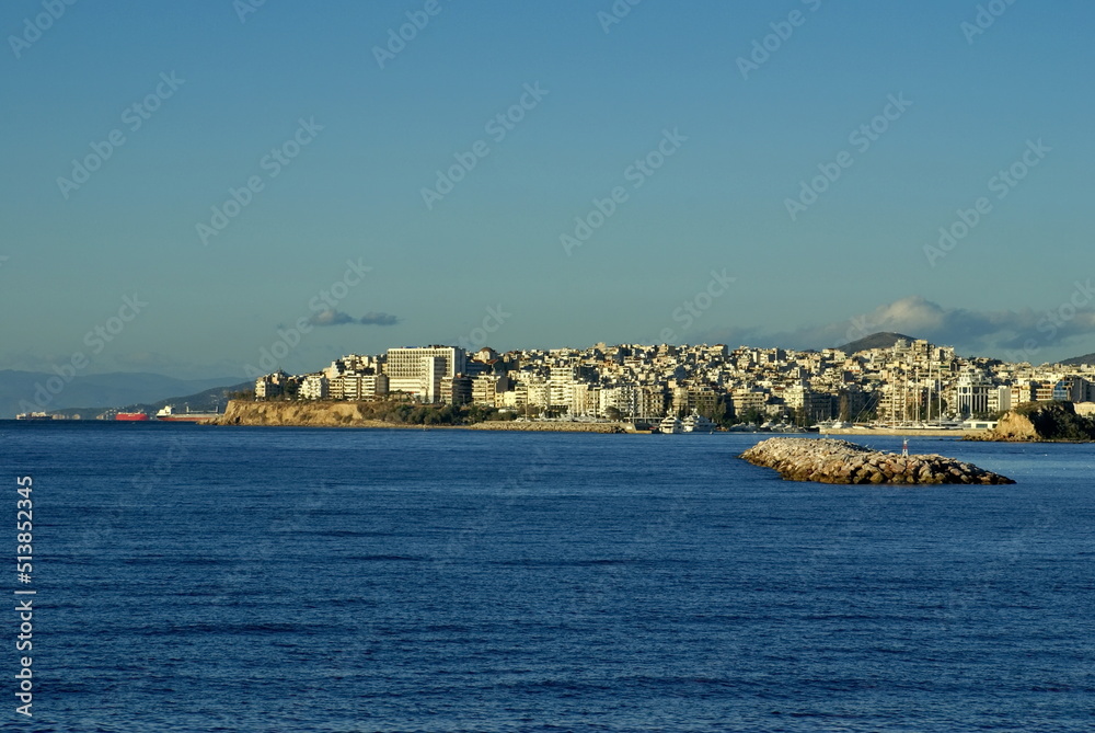 City of Athens seen from the Port of Piraeus in Athens, Greece
