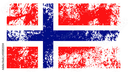 Flag of Norway. Grunge, scratch and old-style flag vector Illustration