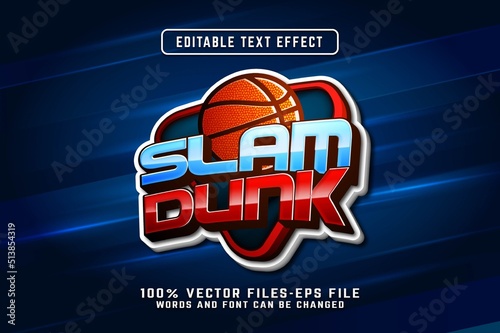 slam dunk 3d text effect premium vectors photo