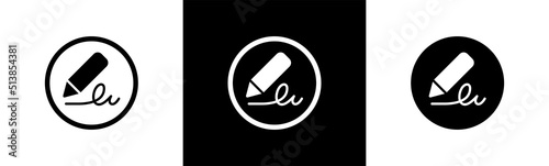 Signature pen icon. Pen and undersign, underwrite, ratify symbol. pen write sign, vector illustration