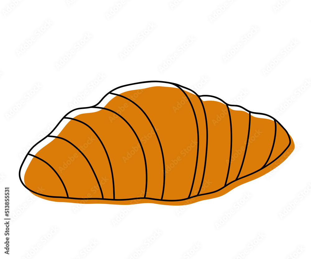 Vector illustration of a french croissant in the doodle style isolated on a white background. Vector illustration of a french croissant in the doodle style isolated on a white background.