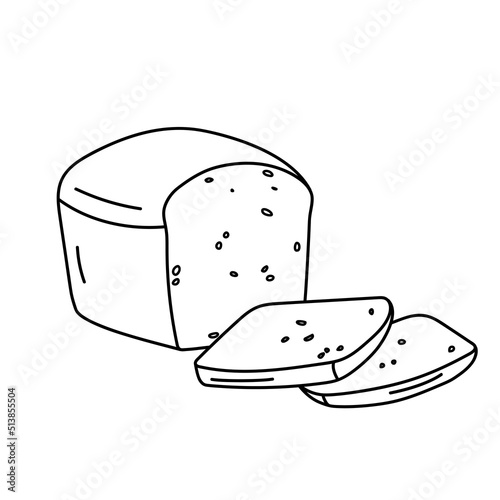 Loaf of bread in the doodle style. Vector illustration.