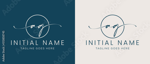 AG GA Initial handwriting signature logo template vector. Hand lettering for designs