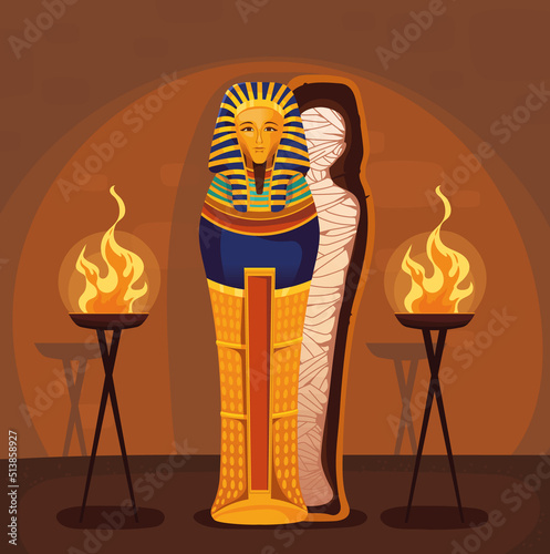 Leinwand Poster egyptian mummy in sarcophagus