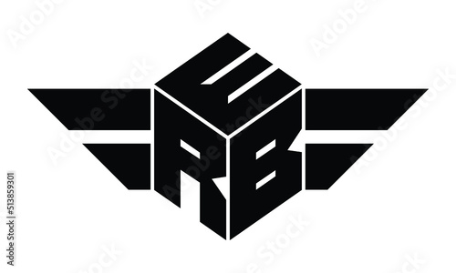 ERB three letter gaming logo in polygon cube shape logo design vector template. wordmark logo | emblem logo | monogram logo | initial letter logo | sports logo | minimalist logo | typography logo |