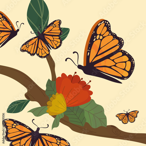 monarch butterflies with flowers
