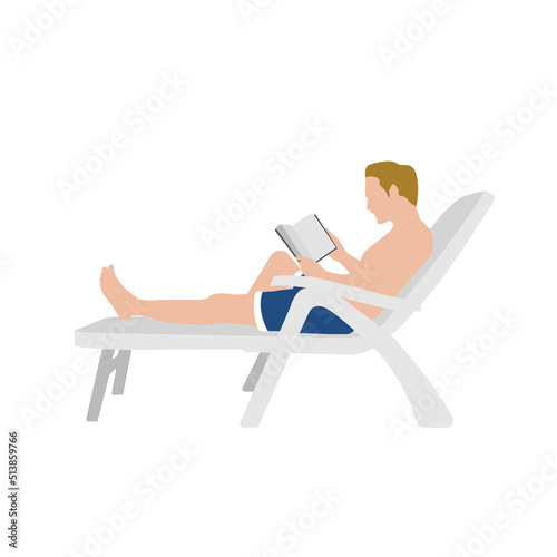Vector illustration with summer vacation as a motif ( Man sitting on the beach side )