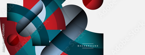 Trendy shapes, color minimal design composition, lines and shadows for wallpaper banner background or landing page