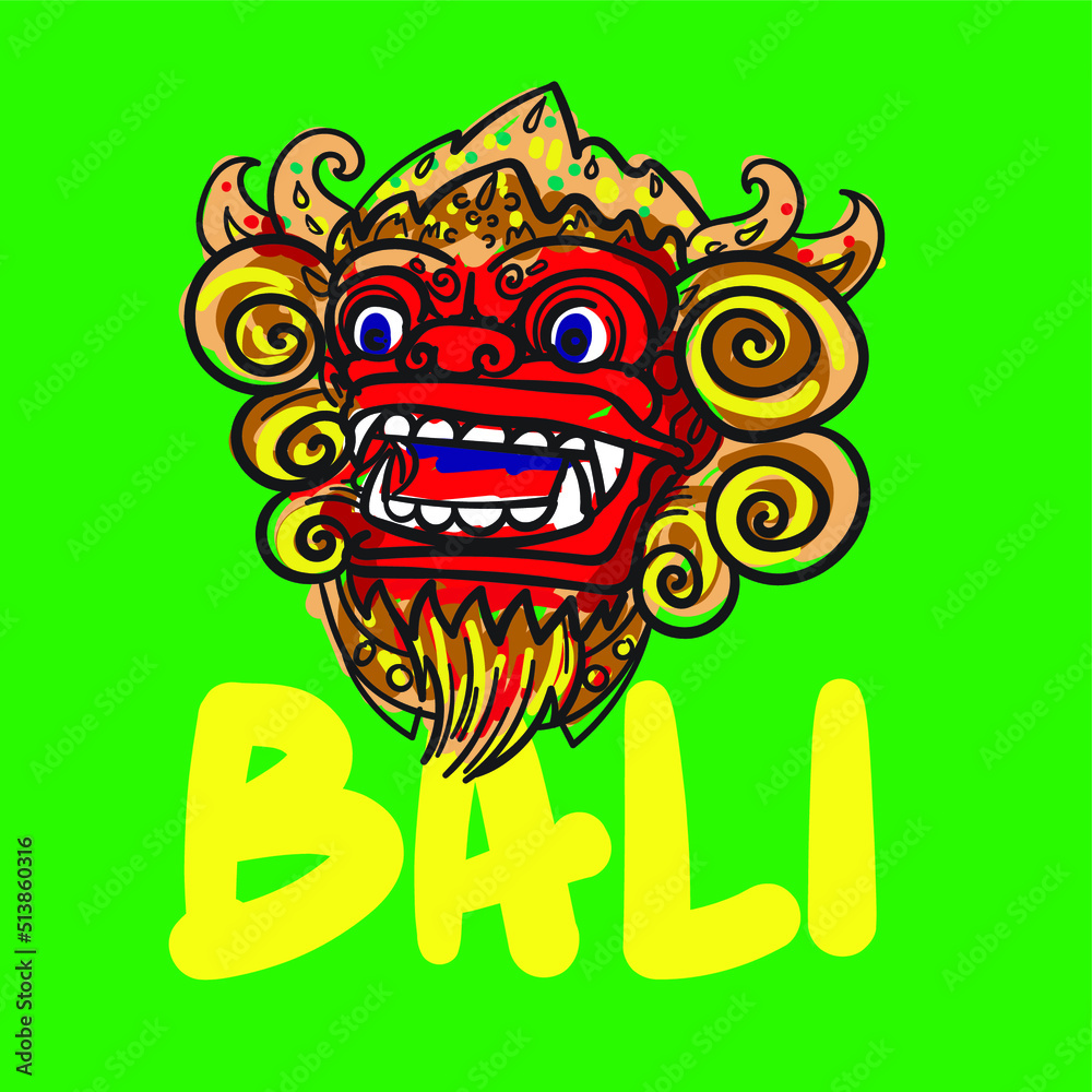 Barong bali mask. Vector style illustration