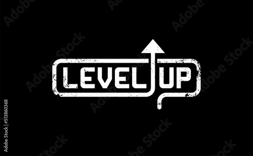 Level Up Typography with arrow icon. simply, modern, unique concept. vector illustration