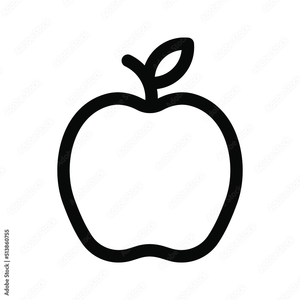 Apple Icon in trendy flat style color editable Apple Icon in trendy flat style color editable