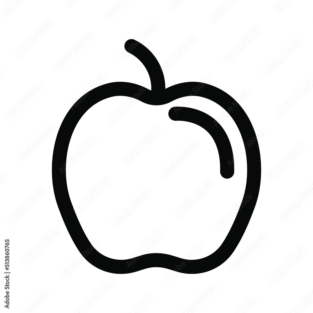 Apple Icon in trendy flat style color editable Apple Icon in trendy flat style color editable