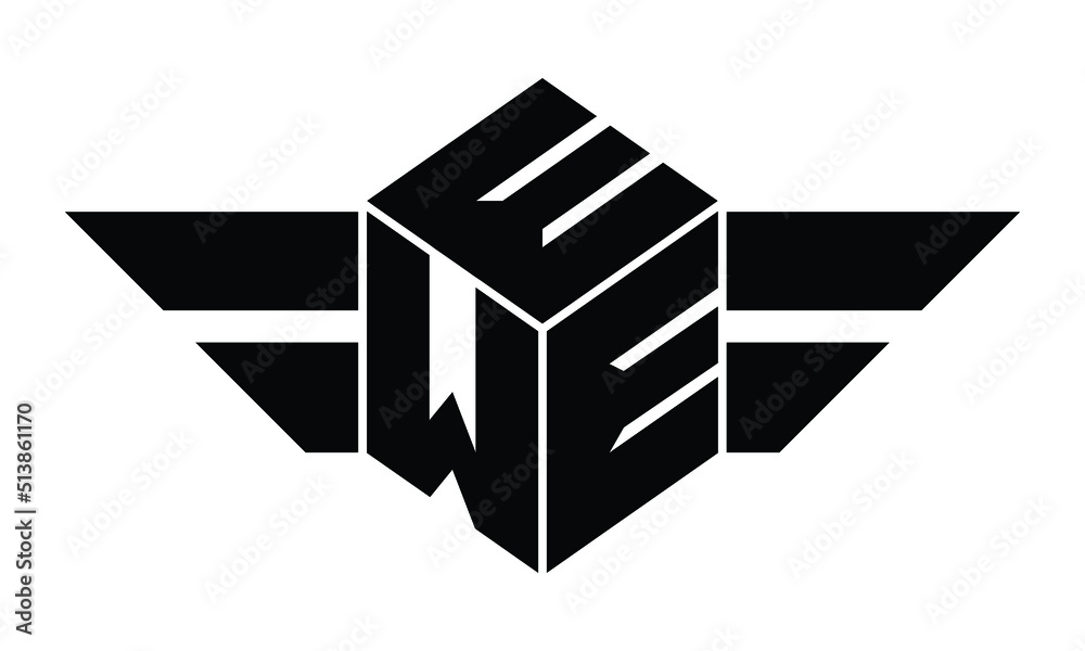EWE three letter gaming logo in polygon cube shape logo design vector ...
