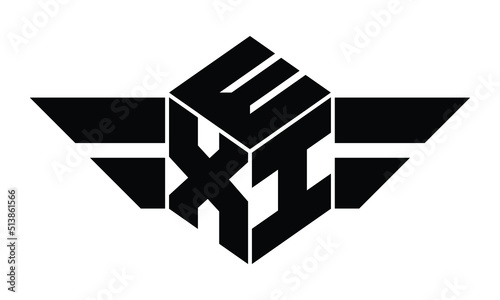 EXI three letter gaming logo in polygon cube shape logo design vector template. wordmark logo | emblem logo | monogram logo | initial letter logo | sports logo | minimalist logo | typography logo |