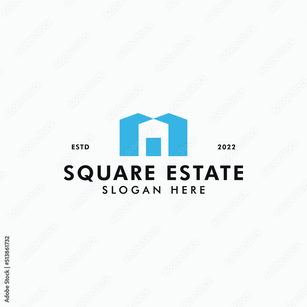 Modern House icon logo design vector ideas. simple square estate logo icon vector design template. Silhouette mortgage logo design concept inspiration isolated on white background.