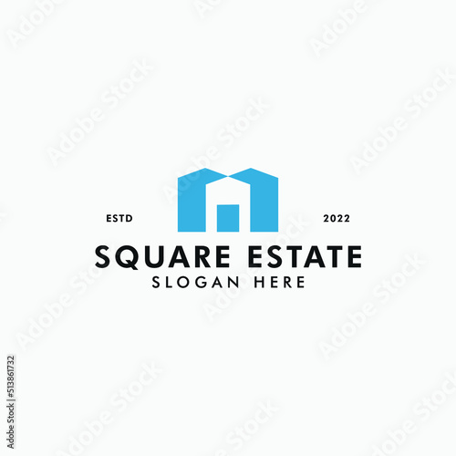 Modern House icon logo design vector ideas. simple square estate logo icon vector design template. Silhouette mortgage logo design concept inspiration isolated on white background.