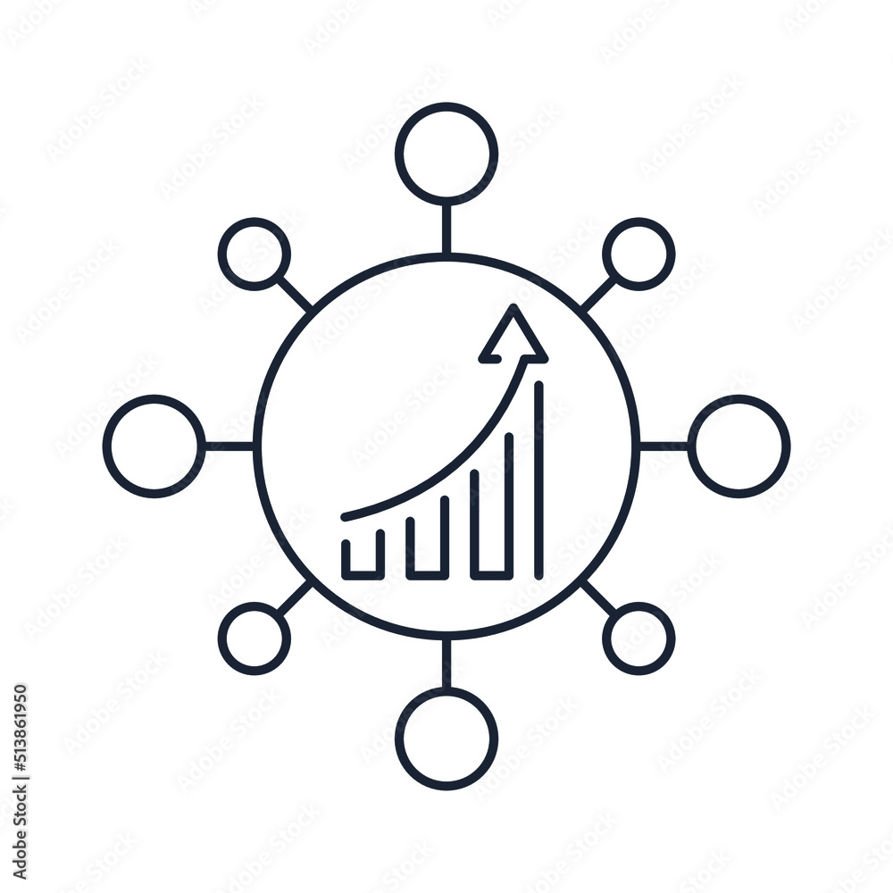 interactive growth. Vector linear icon isolated on white background