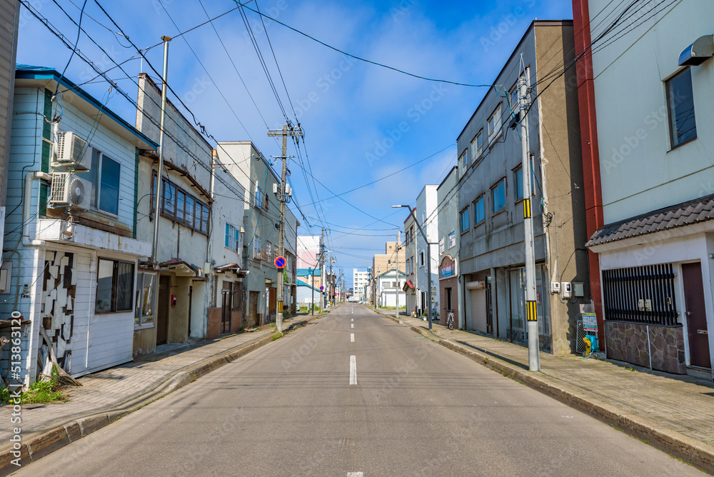 Naklejka premium Street view of Abashiri City in Hokkaido, Japan.