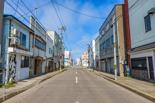 Street view of Abashiri City in Hokkaido, Japan.
