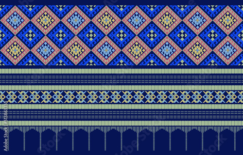Geometric ethnic pattern seamless flower color oriental. seamless pattern. Design for fabric, curtain, background, carpet, wallpaper, clothing, wrapping, Batik, fabric,Vector illustration. pattern sty