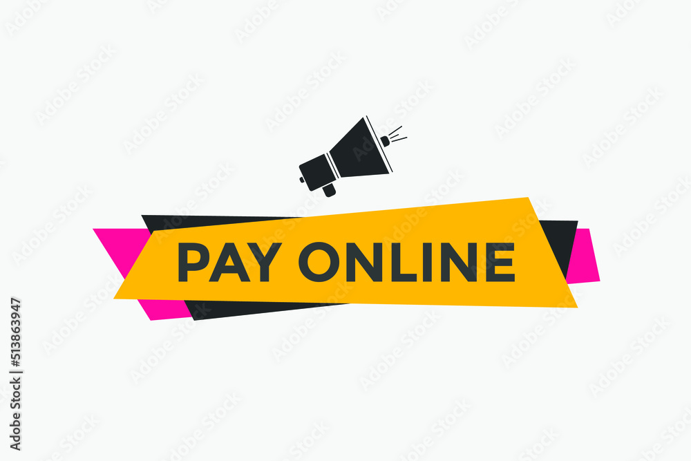 Pay Online button. Pay Online web templates. Social Media banner.
