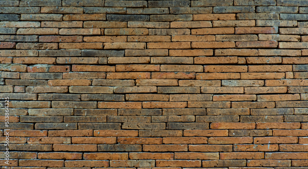 Obraz premium brick wall background retro brown square rough texture, architecture, structure