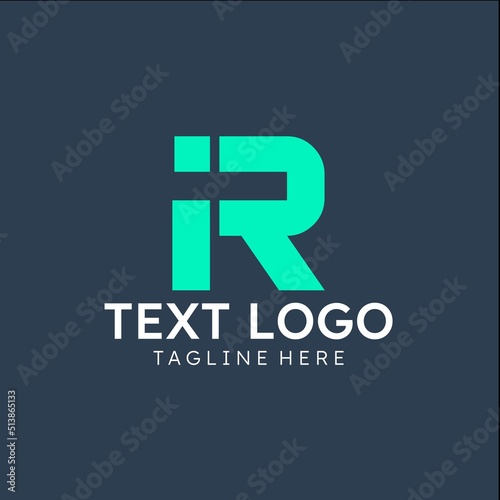 simple initial ir lettering logo with green color