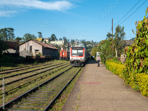 Haputale, Sri Lanka - March 10, 2022: Trains at Haputale railway station