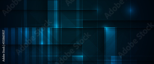 Vector modern digital graphic design with light line, geometric shape, stripe line pattern and texture on gradient blue colours background. Illustration abstract art for banner, wallpaper background