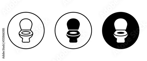 Toilet bowl icon button, vector, sign, symbol, logo, illustration, editable stroke, flat design style isolated on white