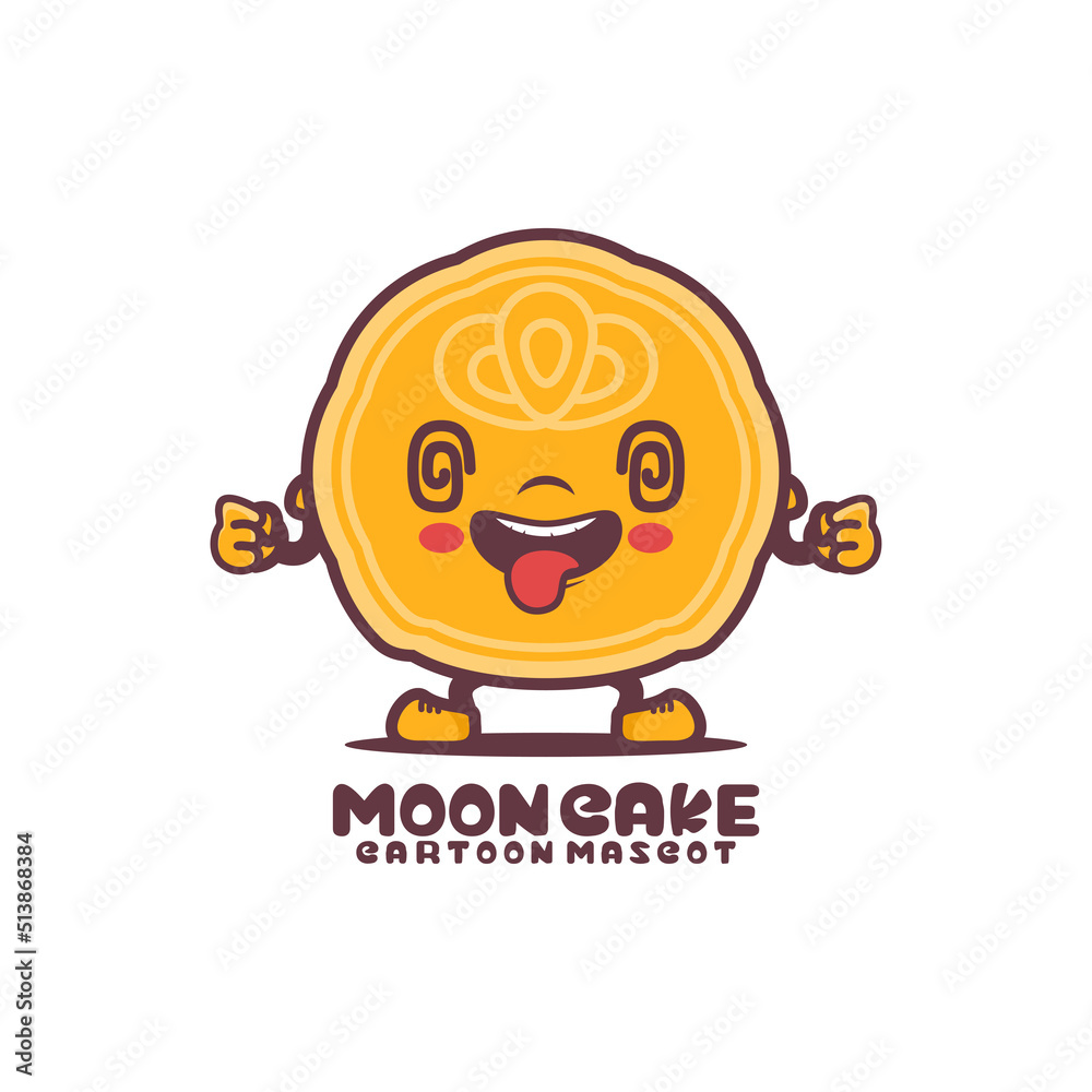moon cake cartoon mascot. autumn festival celebration traditional food vector illustration moon cake cartoon mascot. autumn festival celebration traditional food vector illustration