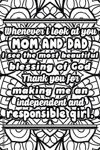 parents day quotes coloring page design. inspirational coloring pages design.