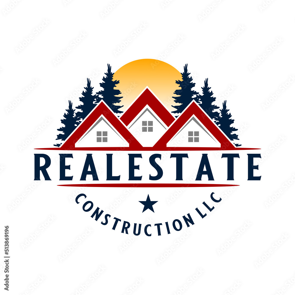 real estate logos. houses, trees for construction companies.