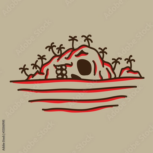 skull island illustration with simple and attractive depiction