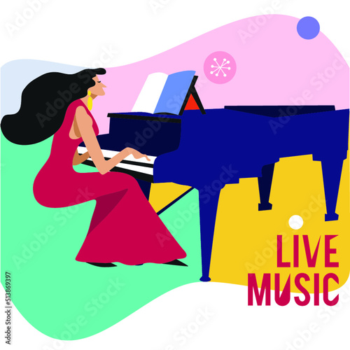 Music Festival Colorfull Jazz Musicians Flat Vector illustration