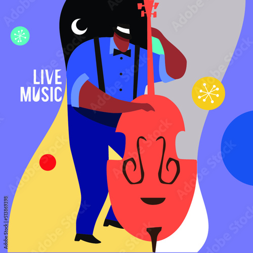 Music Festival Colorfull Jazz Musicians Flat Vector illustration