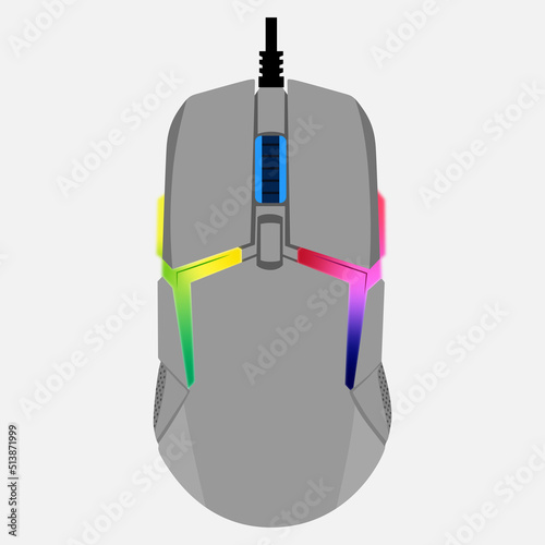 vector rgb grey gaming mouse