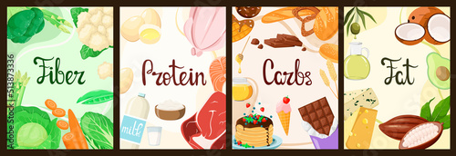 A set of posters with food. Healthy nutrition.
