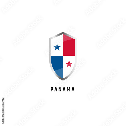 Free Download Flag of Panama with shield shape icon flat vector illustration - GFXLoad