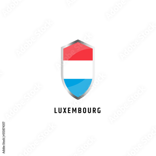 Free Download Flag of Luxembourg with shield shape icon flat vector illustration - GFXLoad