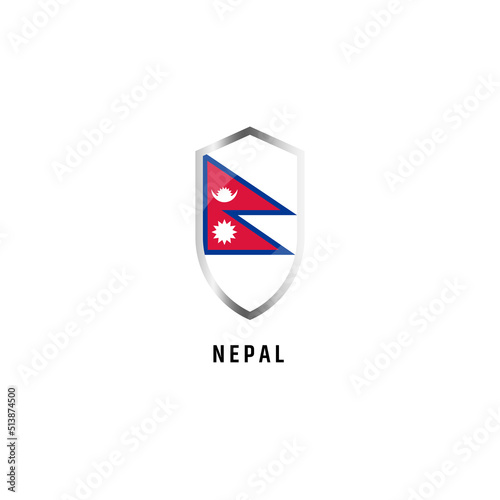 Free Download Flag of Nepal with shield shape icon flat vector illustration - GFXLoad