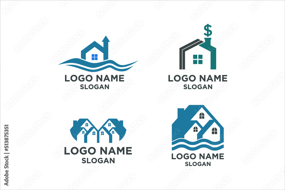 Fototapeta premium Four simple property house logo set design 