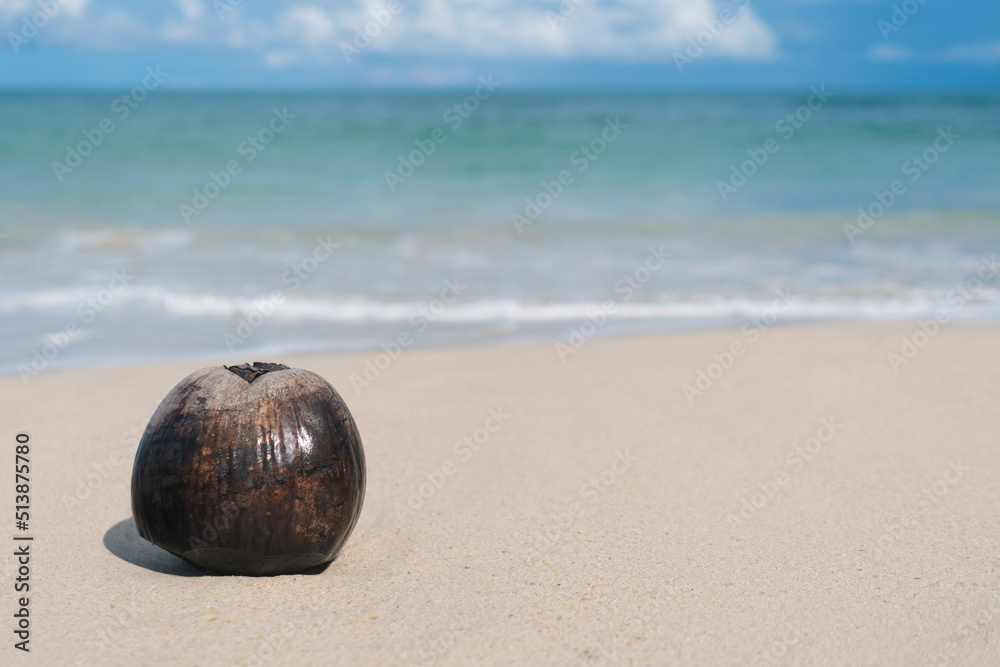 Tropical nature clean beach white sand and coconut in summer with sun light blue sky and bokeh. Tropical nature clean beach white sand and coconut in summer with sun light blue sky and bokeh.