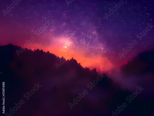 night landscape mountain and milkyway galaxy background  long exposure  low light