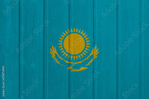 World countries. Wooden background in colors of flag. Kazakhstan
