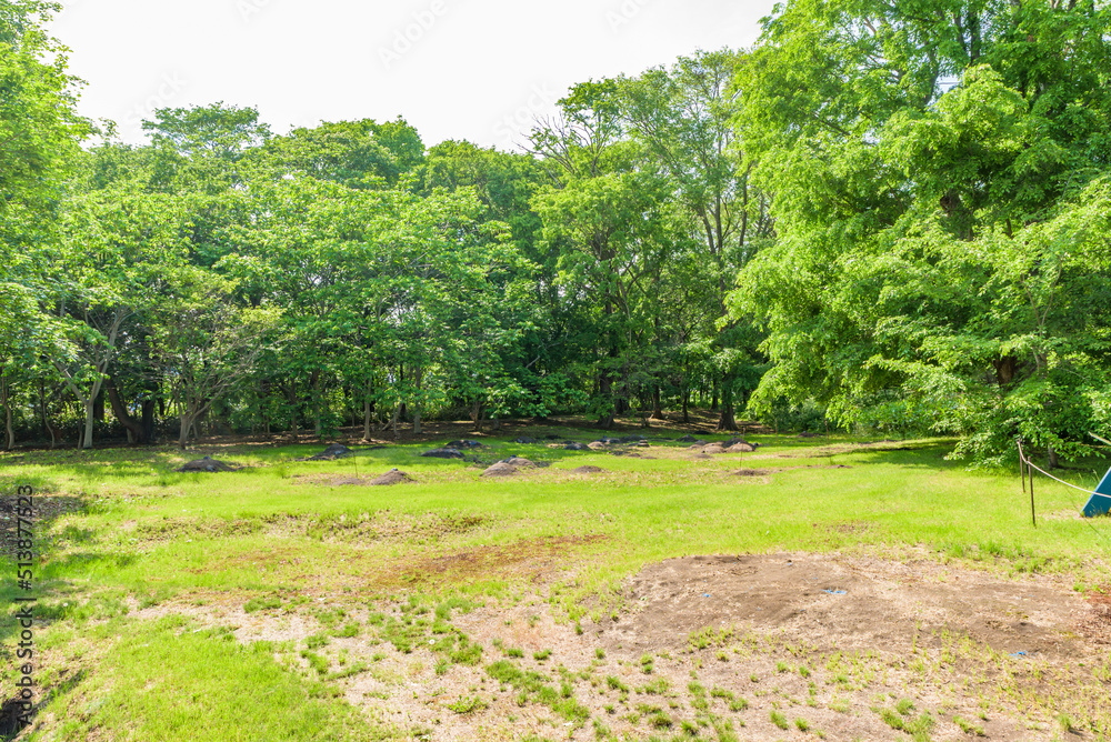 View of the Moyoro Kaizuka (Moyoro Shell Mound Historic Site) in Abashiri City, Hokkaido, a Historic Site of Japan. View of the Moyoro Kaizuka (Moyoro Shell Mound Historic Site) in Abashiri City, Hokkaido, a Historic Site of Japan.
