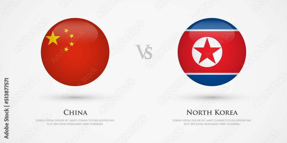 China vs North Korea country flags template. The concept for game, competition, relations, friendship, cooperation, versus. China vs North Korea country flags template. The concept for game, competition, relations, friendship, cooperation, versus.