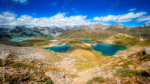 four lakes in high mountains, Formazza Valley, Italian Alps