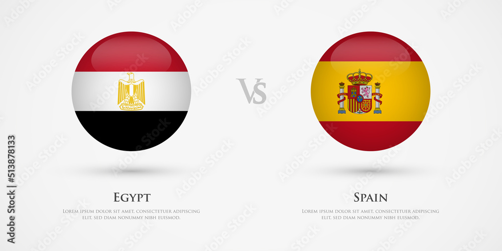 Egypt vs Spain country flags template. The concept for game, competition, relations, friendship, cooperation, versus. Egypt vs Spain country flags template. The concept for game, competition, relations, friendship, cooperation, versus.